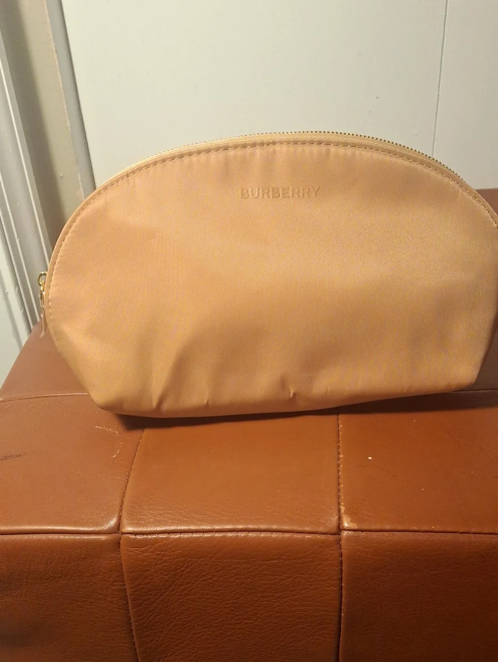 Burberry Peach Dome Cosmetic Pouch with Embossed Logo